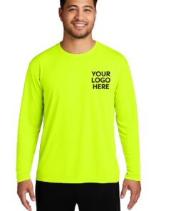 Custom Printed Long Sleeve Performance Tee Front - Your Logo Here
