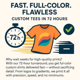 full color flawless custom tshirt prints in 72 hours