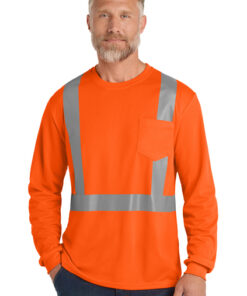 ANSI 107 Class 2 Mesh Long Sleeve Reflective Tee Orange