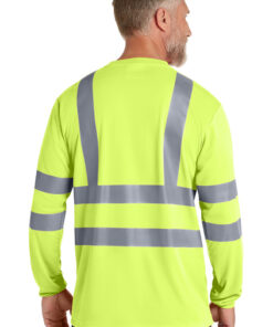 ANSI 107 Class 3 Long Sleeve Snag-Resistant Reflective T-Shirt-Yellow-Back