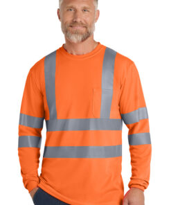 ANSI 107 Class 3 Long Sleeve Snag-Resistant Reflective T-Shirt-orange